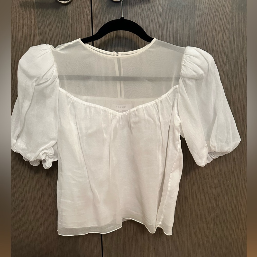 Black Puffed Short Sleeve Sheer Upper Top